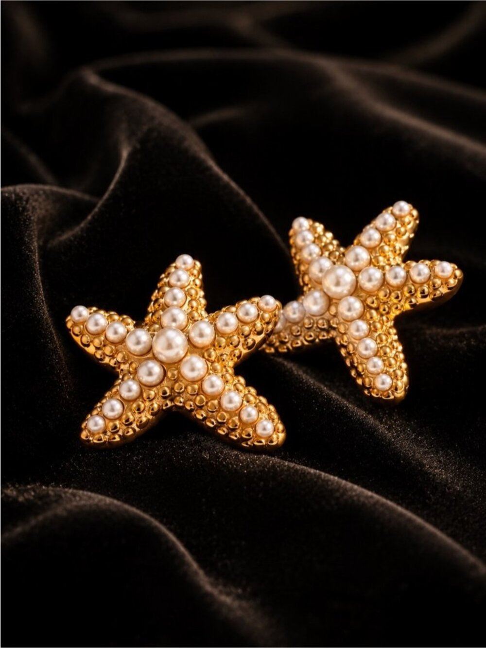 Gold plated and Pearl Starfish Drop Earrings
